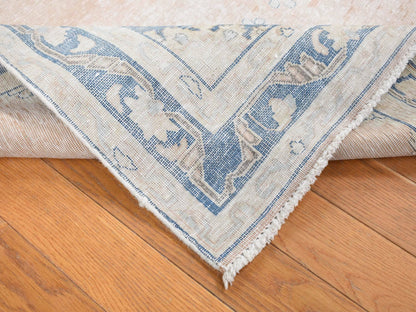 Kerman Vintage hand-knotted worn wool rug in Pink & Blue, 4'7" x 6'7" — SKU O087930 (view 5)