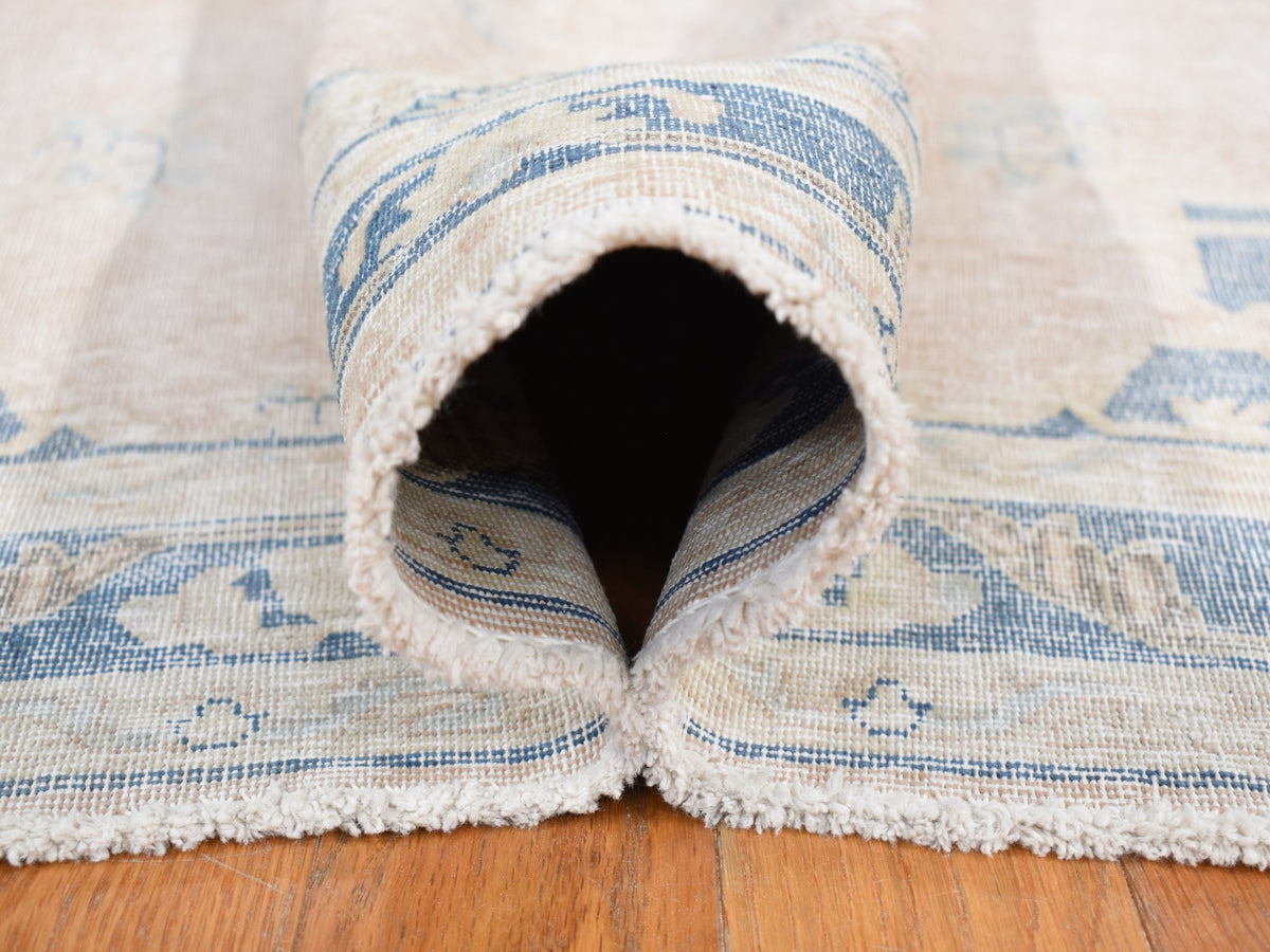 Kerman Vintage hand-knotted worn wool rug in Pink & Blue, 4'7" x 6'7" — SKU O087930 (view 6)