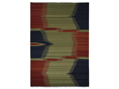 Green 10'0" x 14'6" Flatweave / Kilim Hand woven Wool Rug - Sku: O087936