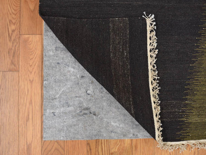 Green 10'0" x 14'6" Flatweave / Kilim Hand woven Wool Rug - Sku: O087936