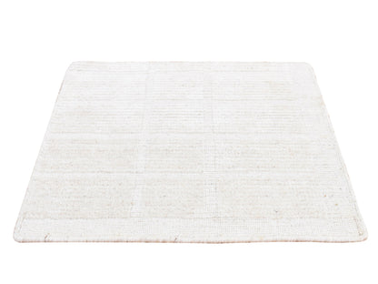 Modern / Contemporary hand-knotted wool rug in Ivory, 1'6" x 1'6" — SKU O087945
