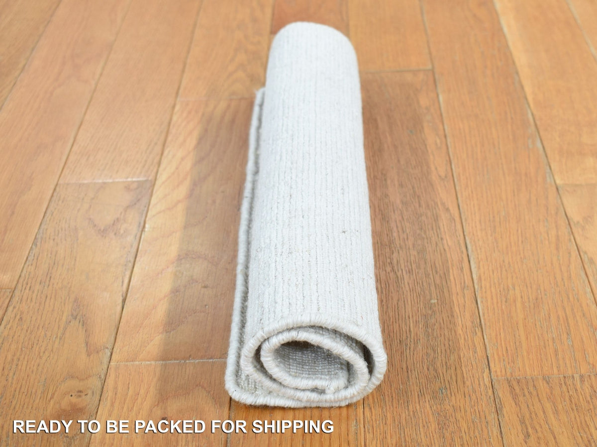 Modern / Contemporary hand-knotted wool rug in Ivory, 1'6" x 1'6" — SKU O087945 (view 3)
