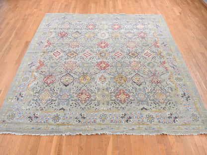 Transitional hand-knotted wool/silk rug in Beige & Gray, 10' x 10'6" — SKU O087946 (view 2)