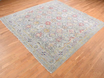 Beige 10'0" x 10'6" Transitional Hand knotted Wool/Silk Rug - Sku: O087946