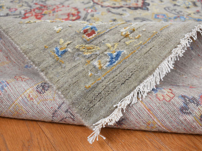Beige 10'0" x 10'6" Transitional Hand knotted Wool/Silk Rug - Sku: O087946