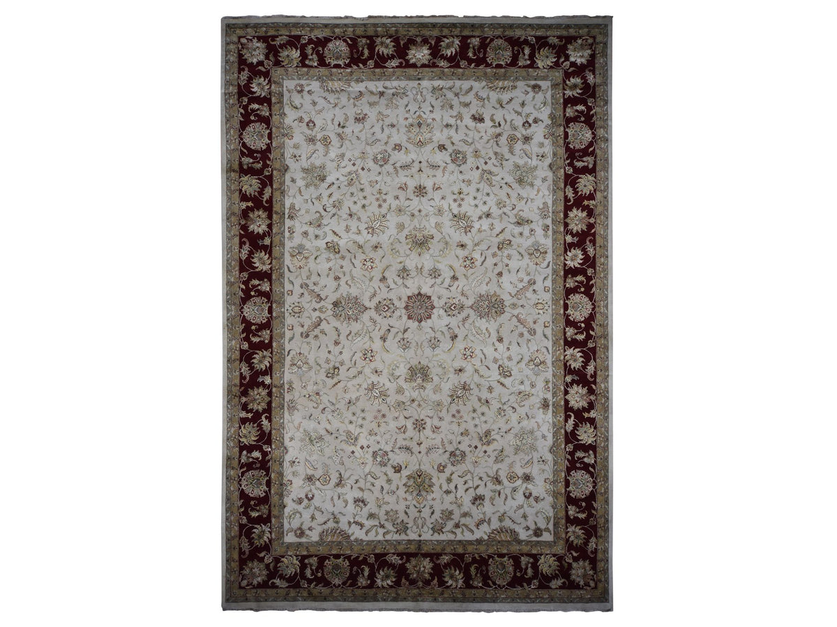 Rajasthan Rajasthan hand-knotted wool/silk rug in Ivory & Red, 12' x 18'2" — SKU O087952