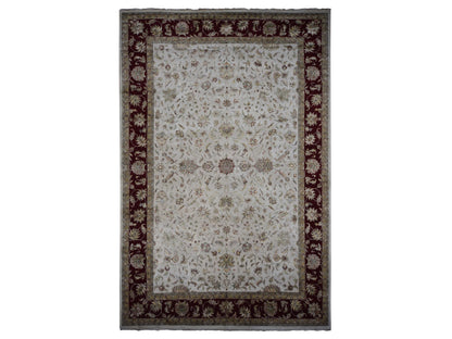 Rajasthan Rajasthan hand-knotted wool/silk rug in Ivory & Red, 12' x 18'2" — SKU O087952