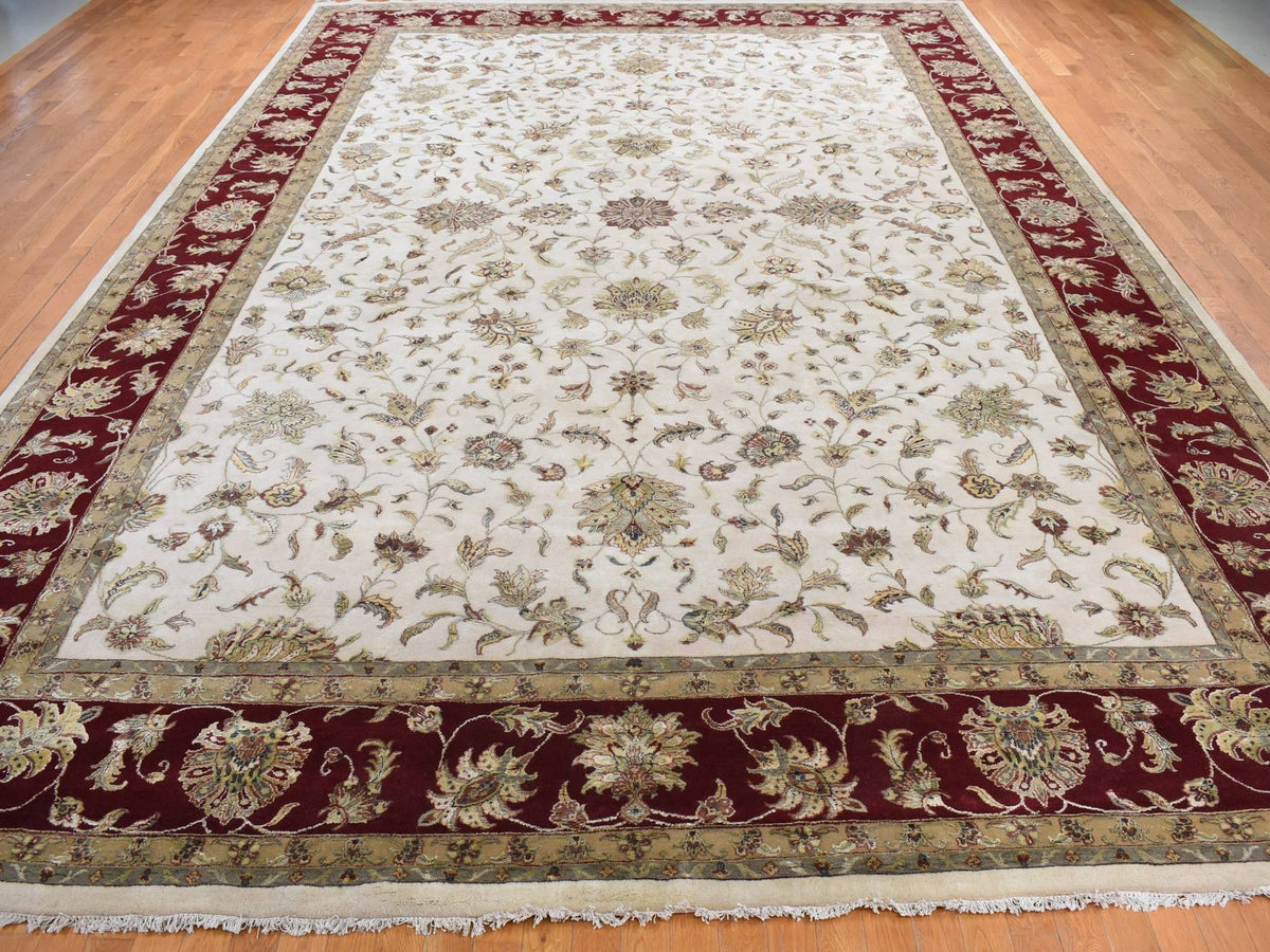 Rajasthan Rajasthan hand-knotted wool/silk rug in Ivory & Red, 12' x 18'2" — SKU O087952 (view 2)
