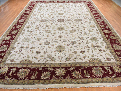 Rajasthan Rajasthan hand-knotted wool/silk rug in Ivory & Red, 12' x 18'2" — SKU O087952 (view 2)