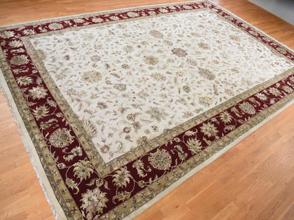 Rajasthan Rajasthan hand-knotted wool/silk rug in Ivory & Red, 12' x 18'2" — SKU O087952 (view 3)