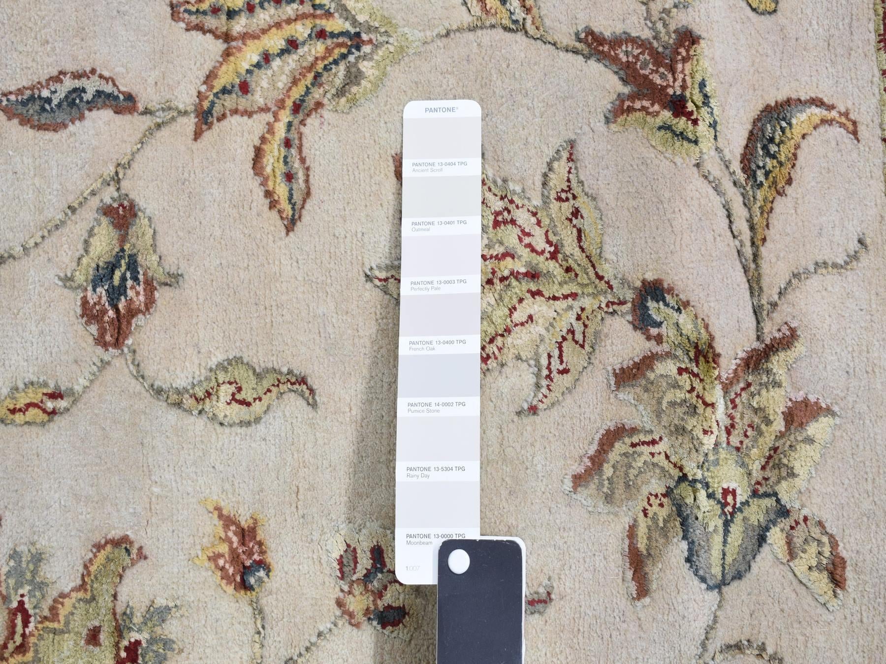 Rajasthan Rajasthan hand-knotted wool/silk rug in Ivory & Red, 12' x 18'2" — SKU O087952 (view 7)