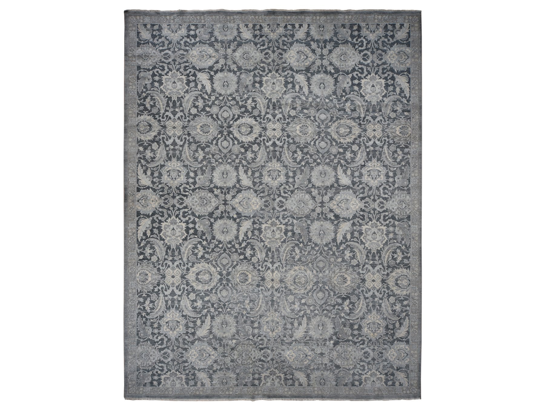 Oushak Oushak hand-knotted wool/silk rug in Gray, 12' x 15'8" — SKU O087953
