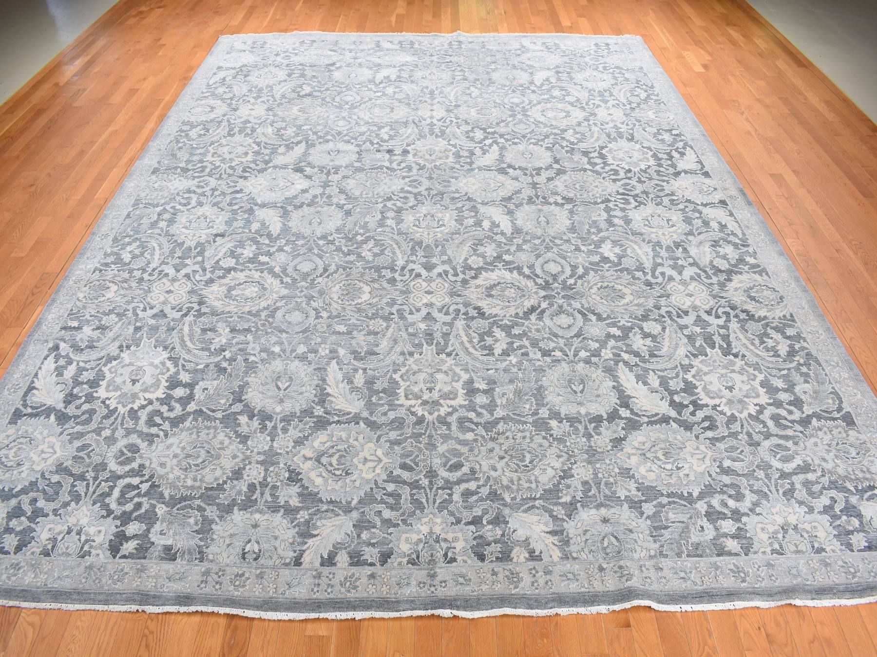 Oushak Oushak hand-knotted wool/silk rug in Gray, 12' x 15'8" — SKU O087953 (view 2)