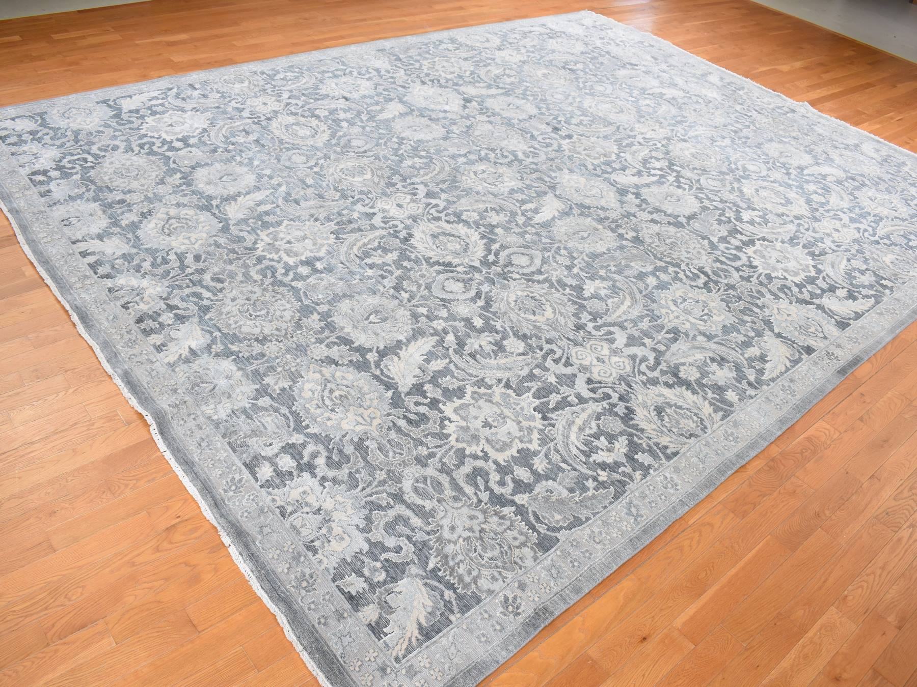 Oushak Oushak hand-knotted wool/silk rug in Gray, 12' x 15'8" — SKU O087953 (view 3)