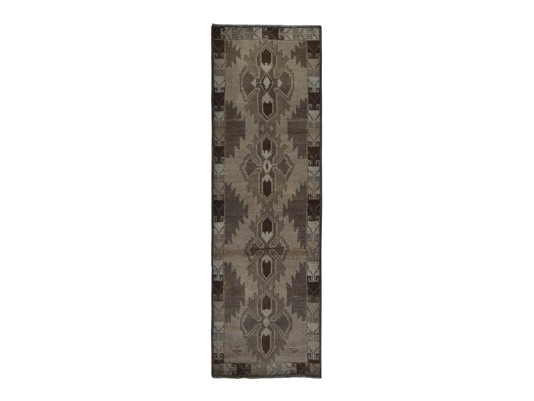 Baluch Tribal & Geometric hand-knotted wool runner in Brown, 2'5" x 8' — SKU O087955