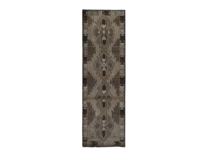 Brown 2'5" x 8'0" Tribal Hand knotted Wool Rug - Sku: O087955