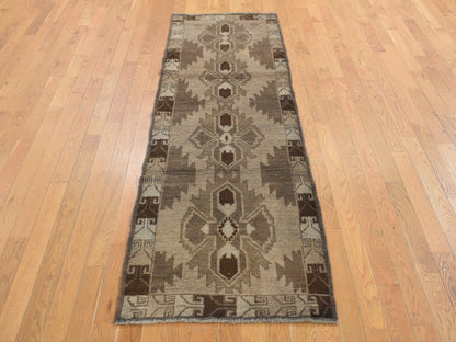 Brown 2'5" x 8'0" Tribal Hand knotted Wool Rug - Sku: O087955