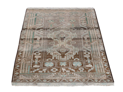 Brown 2'9" x 3'9" Tribal Hand knotted Wool Rug - Sku: O087960