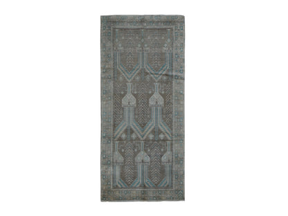 Baluch Tribal & Geometric hand-knotted wool runner in Gray, 4'1" x 9'2" — SKU O087961