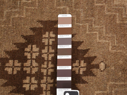 Brown 2'9" x 12'8" Tribal Hand knotted Wool Rug - Sku: O087963