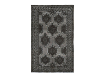 Tribal & Geometric hand-knotted wool rug in Gray, 6'3" x 9'10" — SKU O087964
