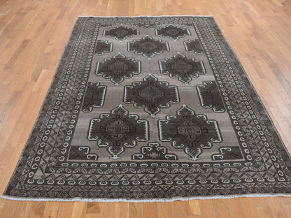 Tribal & Geometric hand-knotted wool rug in Gray, 6'3" x 9'10" — SKU O087964 (view 2)