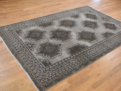 Tribal & Geometric hand-knotted wool rug in Gray, 6'3" x 9'10" — SKU O087964 (view 3)