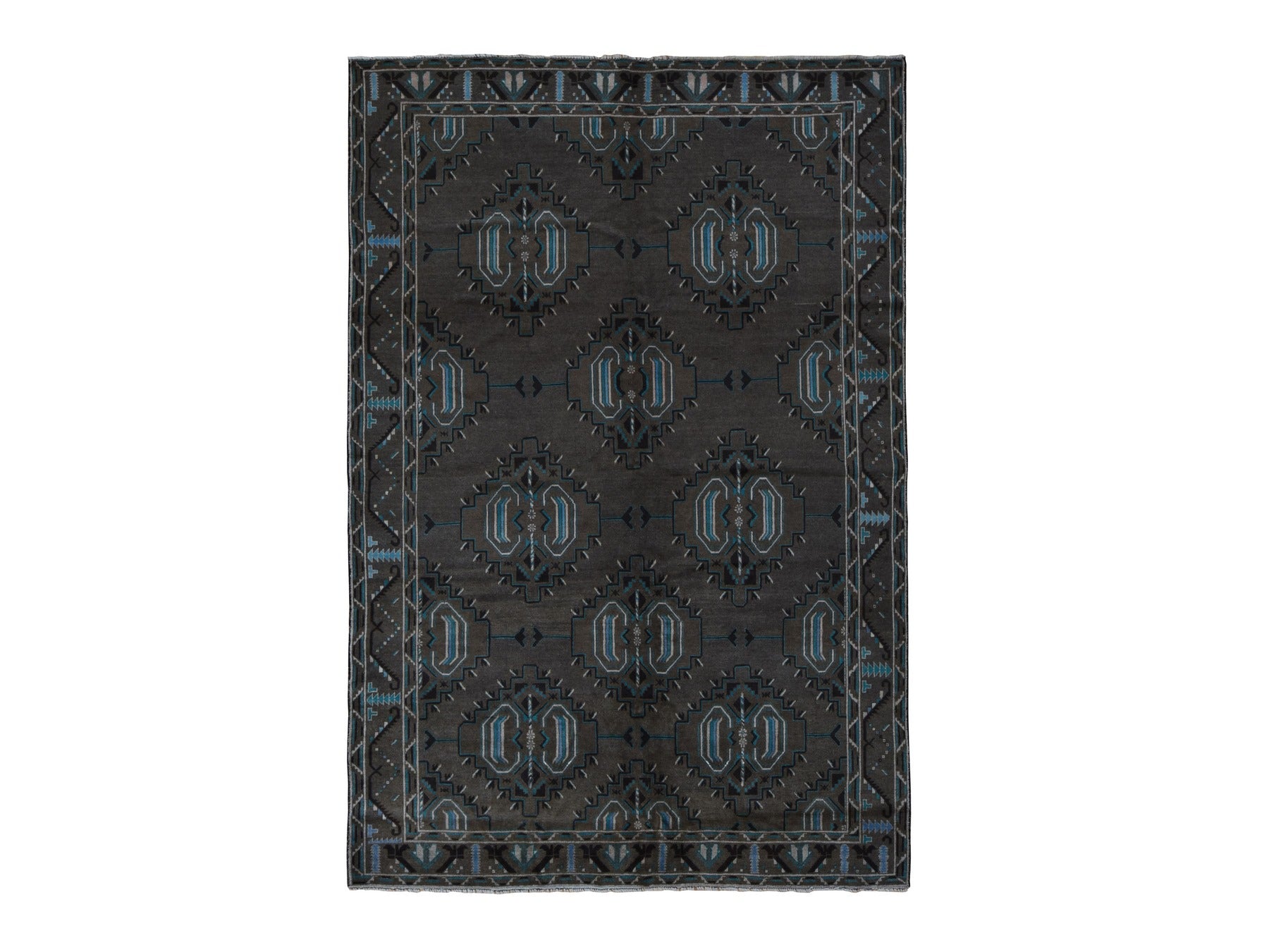Baluch Tribal & Geometric hand-knotted wool rug in Brown, 6'8" x 9'9" — SKU O087968