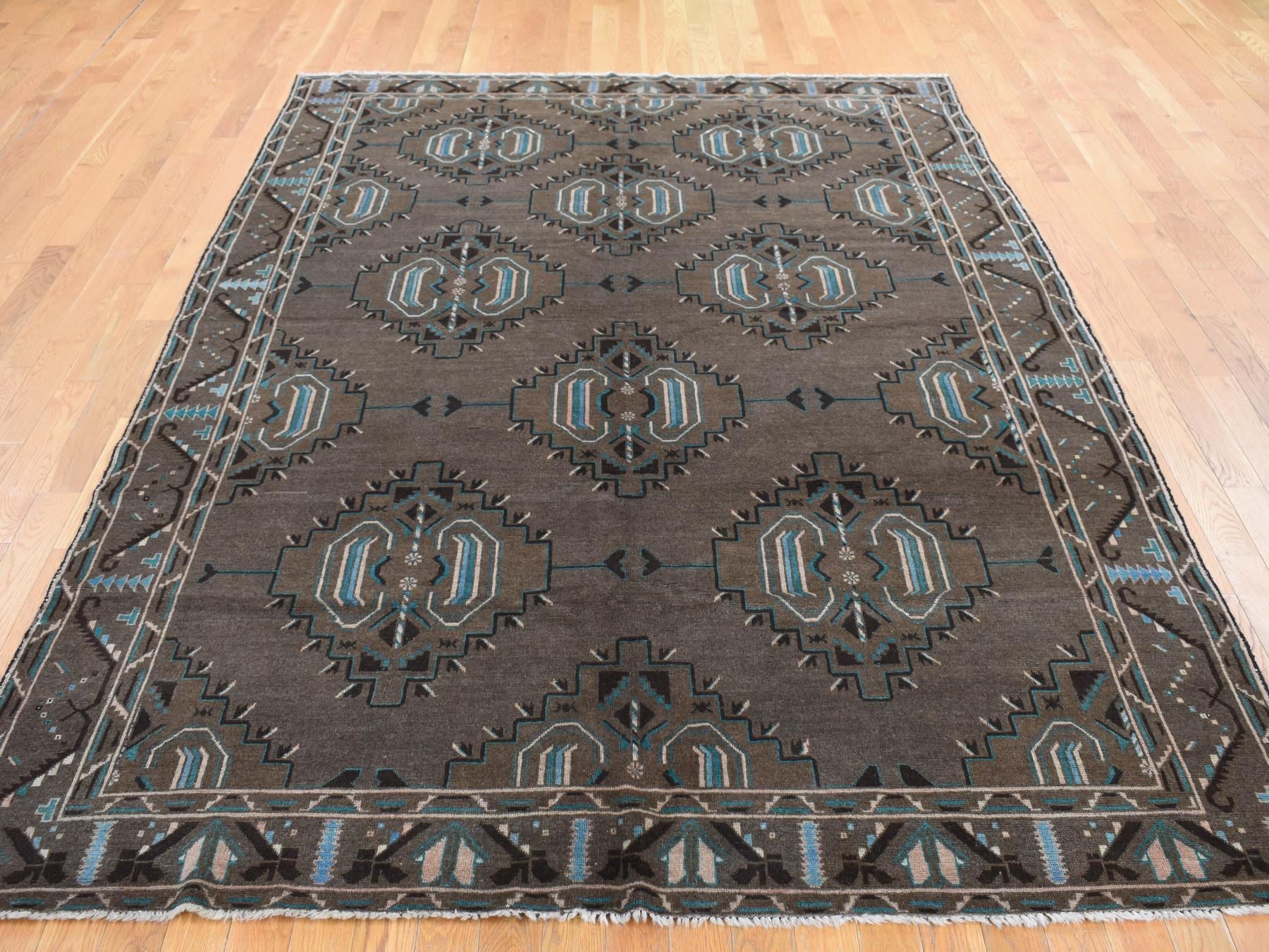 Baluch Tribal & Geometric hand-knotted wool rug in Brown, 6'8" x 9'9" — SKU O087968 (view 2)