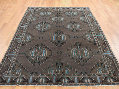 Brown 6'8" x 9'9" Tribal Hand knotted Wool Rug - Sku: O087968