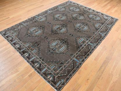 Brown 6'8" x 9'9" Tribal Hand knotted Wool Rug - Sku: O087968