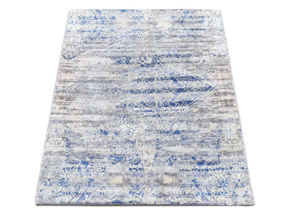 Blue 2'0" x 3'1" Modern and Contemporary Hand knotted Wool/Silk Rug - Sku: O087972