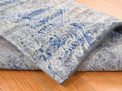 Blue 2'0" x 3'1" Modern and Contemporary Hand knotted Wool/Silk Rug - Sku: O087972