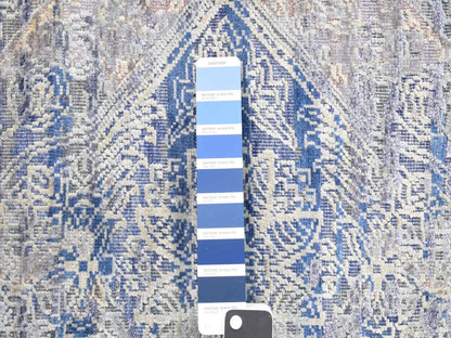 Blue 2'0" x 3'1" Modern and Contemporary Hand knotted Wool/Silk Rug - Sku: O087972