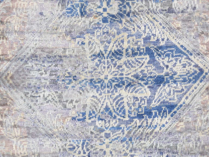 Modern / Contemporary hand-knotted wool/silk rug in Blue, 2' x 3'1" — SKU O087972 (view 6)