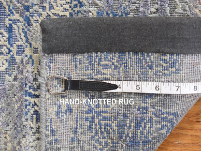 Blue 2'0" x 3'1" Modern and Contemporary Hand knotted Wool/Silk Rug - Sku: O087972