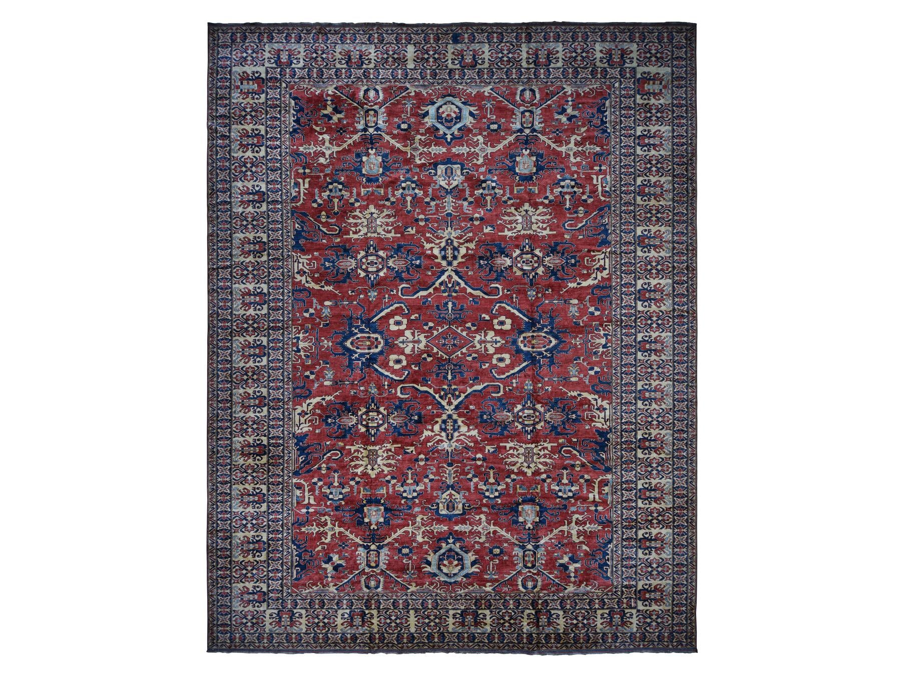 Kazak Kazak hand-knotted wool rug in Red & Ivory, 15'9" x 19'10" — SKU O087978