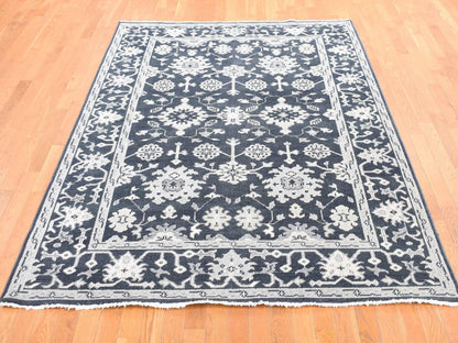 Green 6'1" x 9'0" Oushak / Peshawar Hand knotted Wool Rug - Sku: O087982
