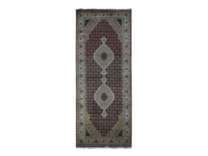 Tabriz Fine Oriental hand-knotted wool runner in Red & White, 5' x 12'9" — SKU O087985