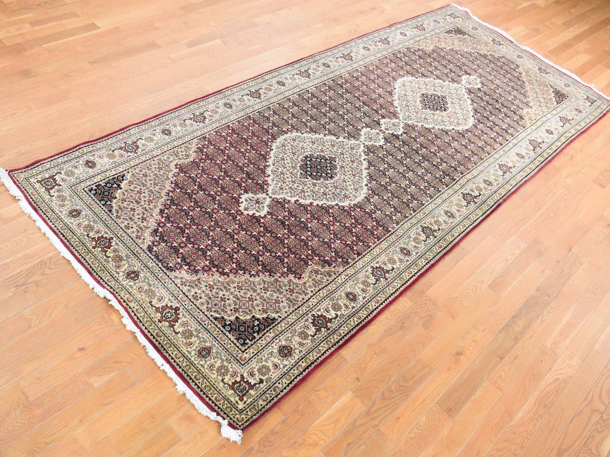 Tabriz Fine Oriental hand-knotted wool runner in Red & White, 5' x 12'9" — SKU O087985 (view 3)