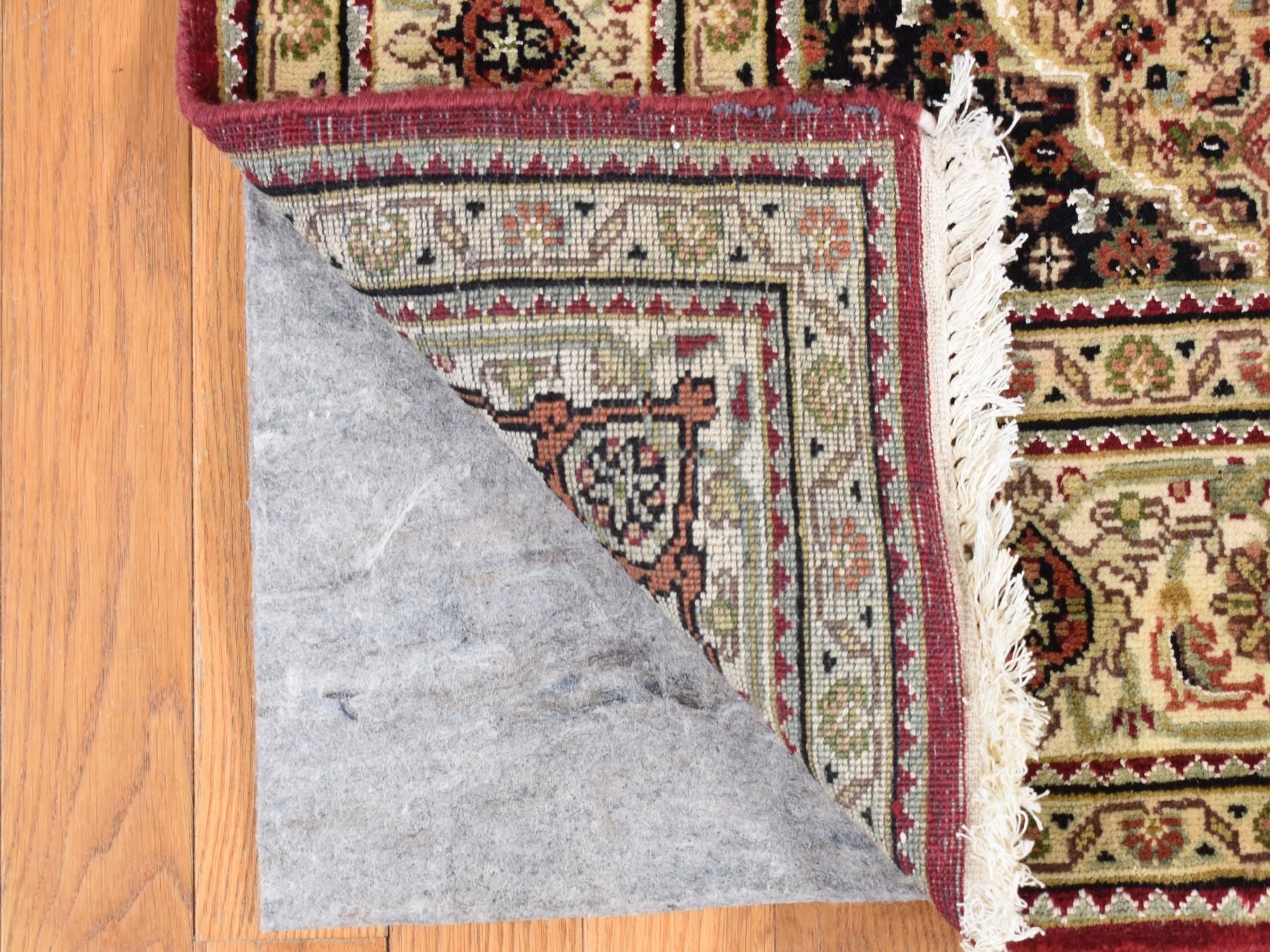 Tabriz Fine Oriental hand-knotted wool runner in Red & White, 5' x 12'9" — SKU O087985 (view 4)