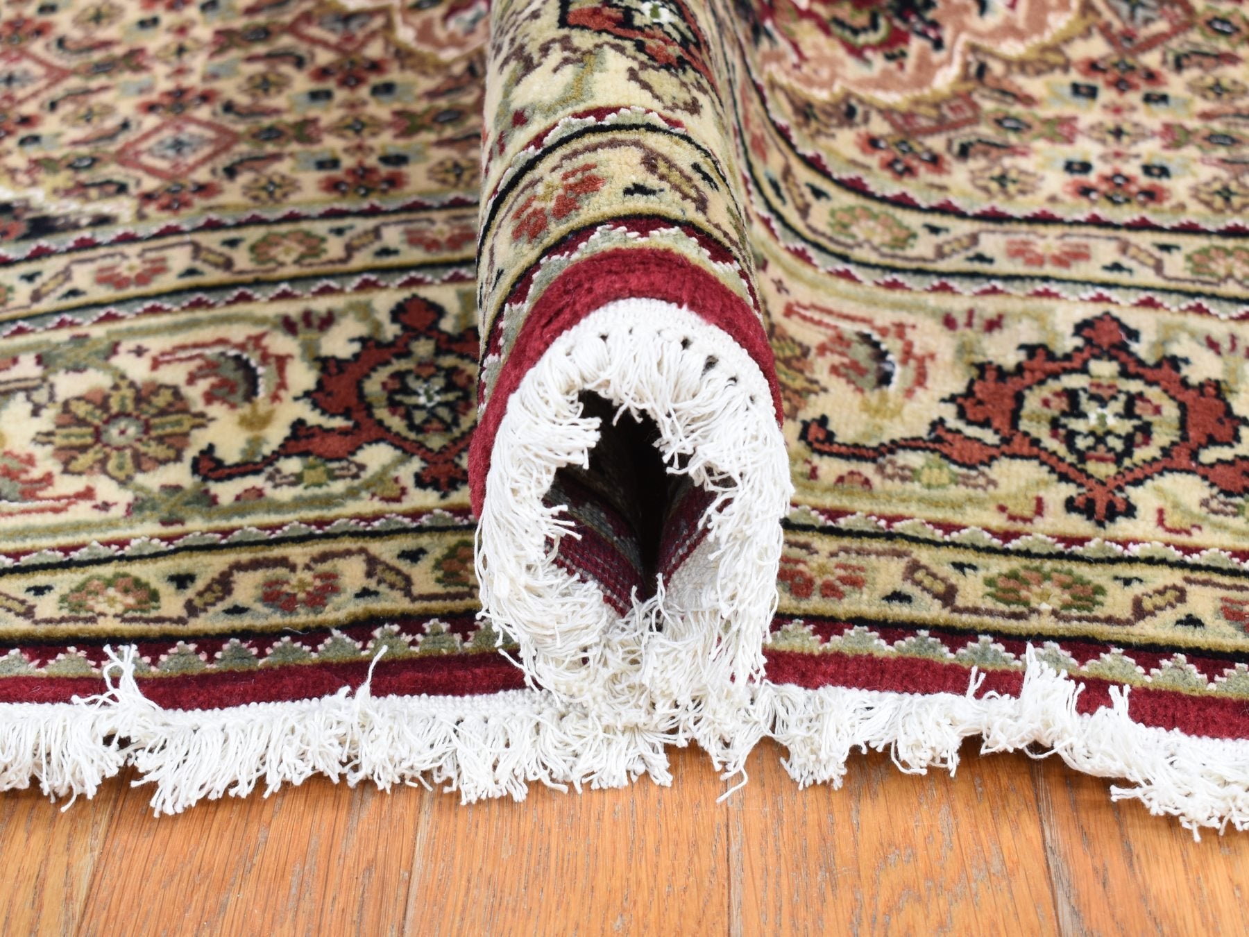 Tabriz Fine Oriental hand-knotted wool runner in Red & White, 5' x 12'9" — SKU O087985 (view 5)