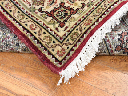 Tabriz Fine Oriental hand-knotted wool runner in Red & White, 5' x 12'9" — SKU O087985 (view 6)