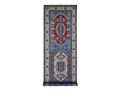 Blue 5'3" x 19'9" Kazak Hand knotted Wool Rug - Sku: O087986