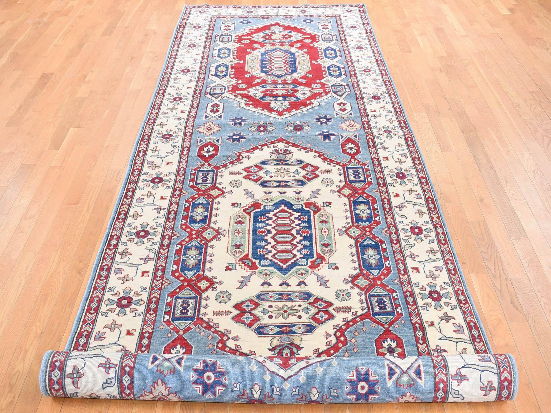 Blue 5'3" x 19'9" Tribal Hand knotted Wool Rug - Sku: O087986