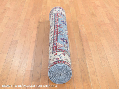 Blue 5'3" x 19'9" Kazak Hand knotted Wool Rug - Sku: O087986