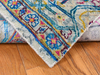Modern / Contemporary hand-knotted wool/silk rug in Ivory, 2' x 2' — SKU O087991 (view 3)
