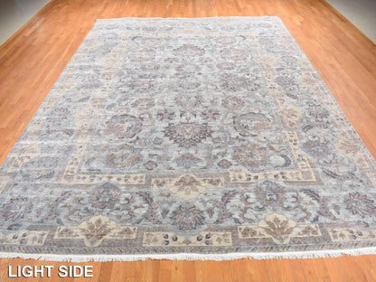 Green 11'8" x 15'3" Oushak / Peshawar Hand knotted Wool/Silk Rug - Sku: O087993