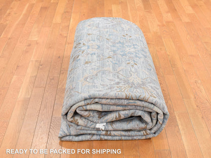 Green 11'8" x 15'3" Oushak / Peshawar Hand knotted Wool/Silk Rug - Sku: O087993