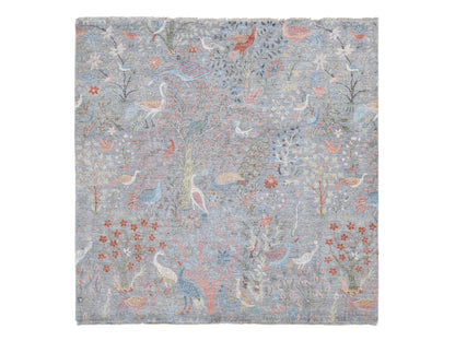 Grey 8'0" x 8'0" Oushak And Peshawar Hand knotted Wool Rug - Sku: O087996